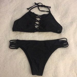 Strappy Halter Bikini Set